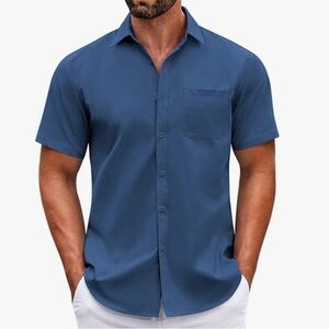 Men’s Short Sleeve Casual‎ Button Down Collared Shirt